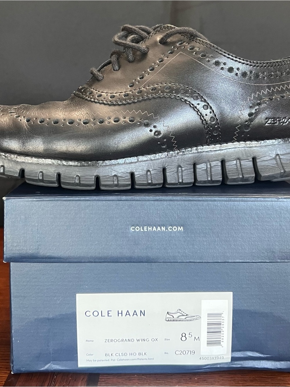 Cole Haan Black Zerogrand Wingtip Derby